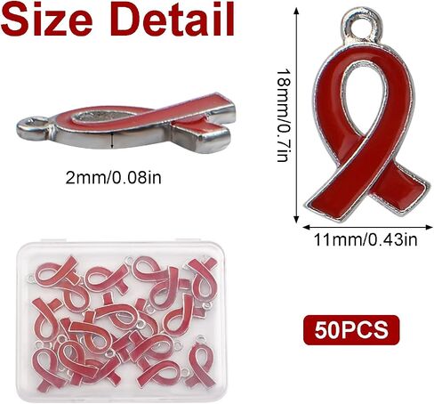 50 Pcs Ribbon Pendants, Cancer Awareness Hope Faith Ribbon Charms for Jewelry Making in Saudi Arabia