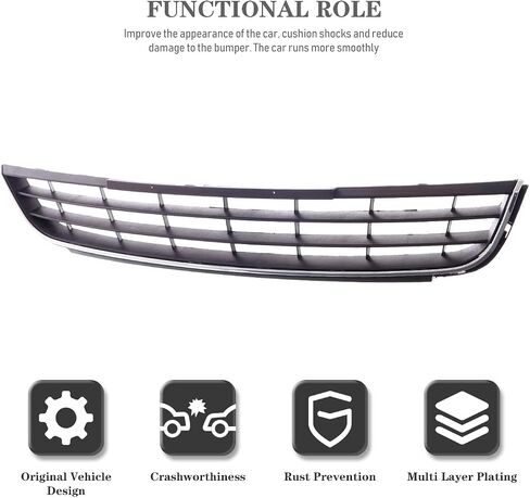 CarPartsDepot Front Bumper Lower Grille Grill Black Plastic Compatible for 2011-2014 Jetta Fits 5C6853671RYP VW1036120 in Saudi Arabia