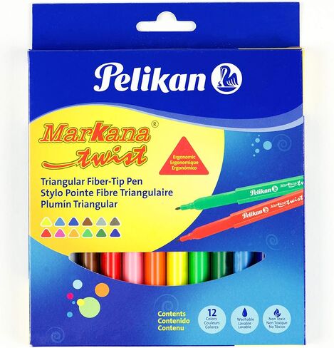 Pelikan Markana Twist Washable Markers, Triangular Barrel, 12/Set, 1 Set Each (303212US) in Saudi Arabia