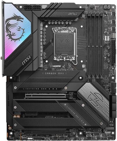 MSI MPG Z790 Carbon MAX WiFi II Gaming Motherboard (Supports 12th/13th/14th Gen Intel Processors, LGA 1700, DDR5, PCIe 5.0, M.2, 2.5Gbps LAN, USB 4, Wi-Fi 7, ATX) in Saudi Arabia