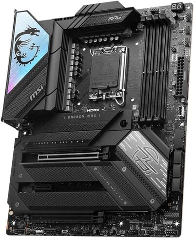MSI MPG Z790 Carbon MAX WiFi II Gaming Motherboard (Supports 12th/13th/14th Gen Intel Processors, LGA 1700, DDR5, PCIe 5.0, M.2, 2.5Gbps LAN, USB 4, Wi-Fi 7, ATX) in Saudi Arabia