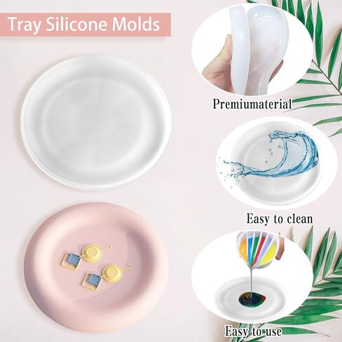 Tray Silicone Molds Large Resin Tray Molds Round Heart Flower Shape Plate Mold Irregular Organizer Casting Mold Epoxy Resin Moulds for Jewelry Storage DIY Art Craft Home Decor (Flower) in Saudi Arabia