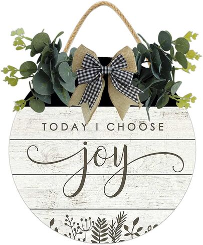 Today I Choose Joy Sign For Front Door,Rustic Round Wooden Wreath,Farmhouse Front Door Front Porch Decor,New Home Housewarming Gift For All Seasons Spring Summer Autumn Winter 12 Inch in Kuwait