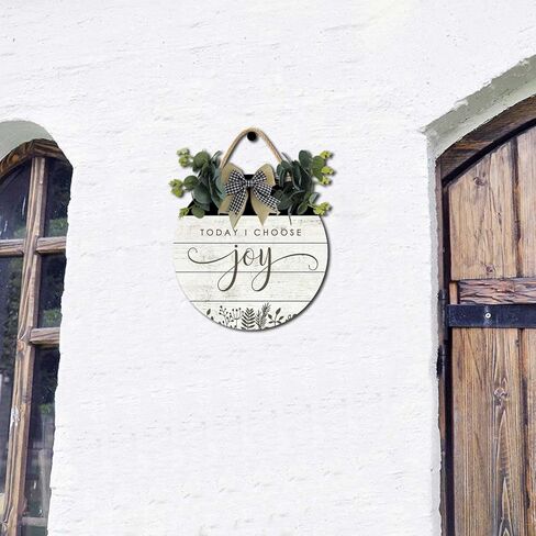 Today I Choose Joy Sign For Front Door,Rustic Round Wooden Wreath,Farmhouse Front Door Front Porch Decor,New Home Housewarming Gift For All Seasons Spring Summer Autumn Winter 12 Inch in Kuwait