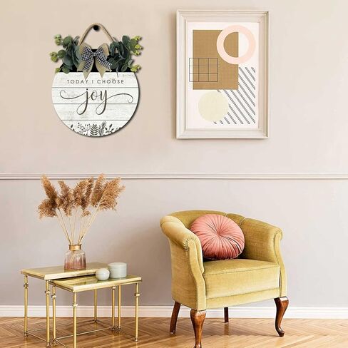 Today I Choose Joy Sign For Front Door,Rustic Round Wooden Wreath,Farmhouse Front Door Front Porch Decor,New Home Housewarming Gift For All Seasons Spring Summer Autumn Winter 12 Inch in Kuwait