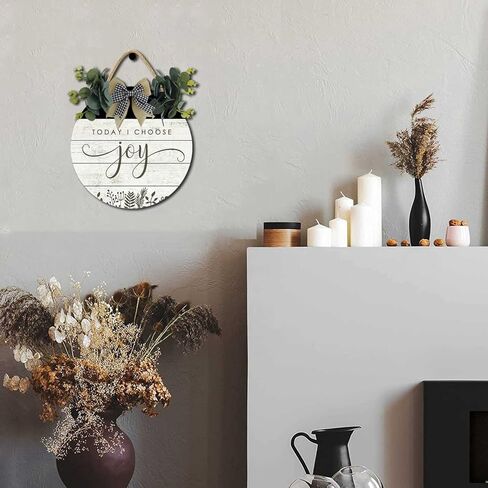 Today I Choose Joy Sign For Front Door,Rustic Round Wooden Wreath,Farmhouse Front Door Front Porch Decor,New Home Housewarming Gift For All Seasons Spring Summer Autumn Winter 12 Inch in Kuwait
