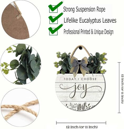 Today I Choose Joy Sign For Front Door,Rustic Round Wooden Wreath,Farmhouse Front Door Front Porch Decor,New Home Housewarming Gift For All Seasons Spring Summer Autumn Winter 12 Inch in Kuwait