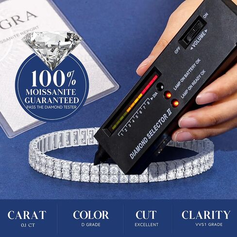 FANCIME Moissanite Tennis Bracelet 11 Carats 2-Row Lab-Grown Diamond Bracelets 925 Sterling Silver Tennis Bracelet 3mm D Color VVS1 Round Cut Moissanite Bracelet for Women 7.5" in Saudi Arabia
