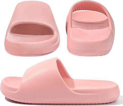 House Slides for Women Men, Quick Drying Non Slip Shower Shoes, Lightweight Open Toe Cloud Slippers, Waterproof Comfy Beach Bathroom Summer Sandals for Indoor Outdoor in Saudi Arabia