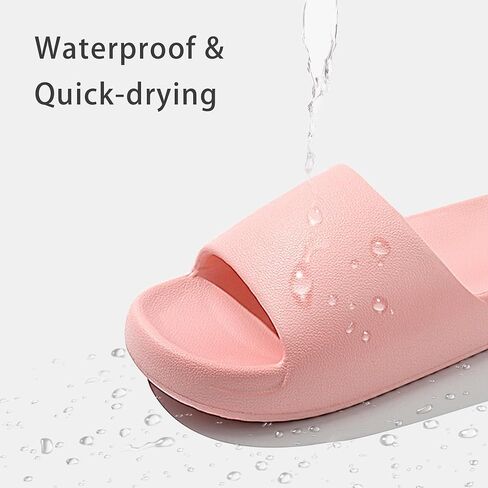 House Slides for Women Men, Quick Drying Non Slip Shower Shoes, Lightweight Open Toe Cloud Slippers, Waterproof Comfy Beach Bathroom Summer Sandals for Indoor Outdoor in Saudi Arabia