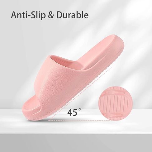 House Slides for Women Men, Quick Drying Non Slip Shower Shoes, Lightweight Open Toe Cloud Slippers, Waterproof Comfy Beach Bathroom Summer Sandals for Indoor Outdoor in Saudi Arabia