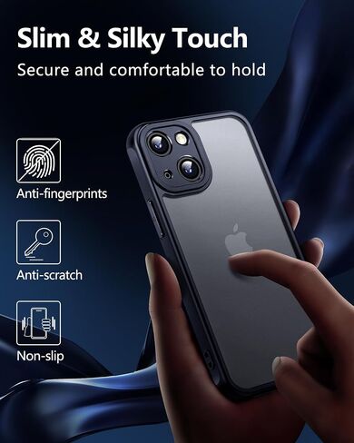 for iPhone 14 Plus Case, [Military-Grade Protection] [with 2 pcs Screen Protector] Full-Body Matte Protective Phone Case with Camera Cover.(Black) in Saudi Arabia