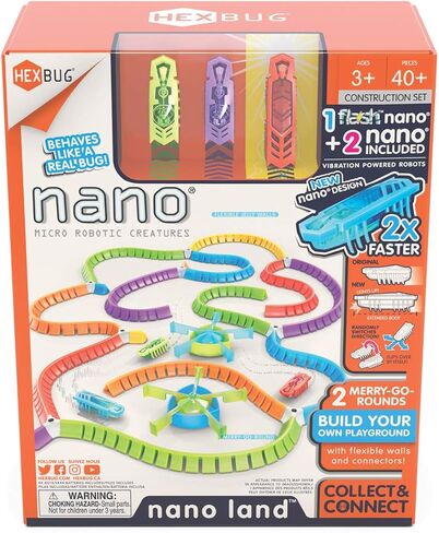 HEXBUG Nano Land, Sensory Toys for Kids & Cats with Over 40 Pieces & 3 Nano Bugs, STEM Kits & Mini Robot Toy for Kids Ages 3 & Up, Batteries Included in Saudi Arabia