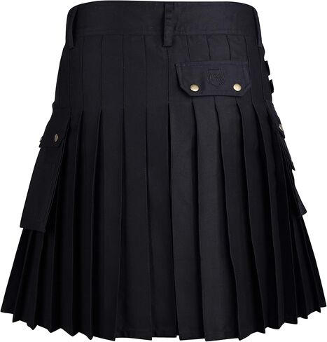 Cotton Jeans Utility Kilt for Men with Cargo Pockets-Black Cotton Kilt for Men in Saudi Arabia