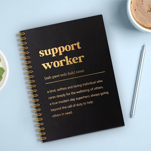 Support Worker Definition Gold Foil Hardcover 160 Pages Spiral Notebooks, Inspirational Gift for Support Employee Worker, Support Worker Gift, Leaving Going Away Gifts for Best Support Worker in Saudi Arabia