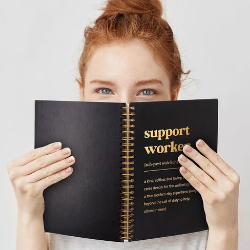 Support Worker Definition Gold Foil Hardcover 160 Pages Spiral Notebooks, Inspirational Gift for Support Employee Worker, Support Worker Gift, Leaving Going Away Gifts for Best Support Worker in Saudi Arabia