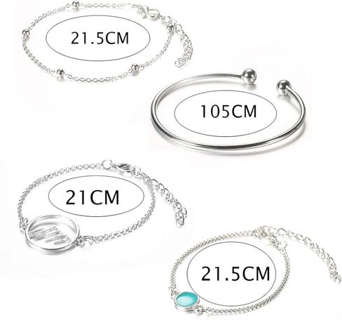 مجموعة أساور بوهو من الفضة ذات الطبقات باللون الفيروزي، سوار على شكل سلسلة أساور للنساء والفتيات in Kuwait