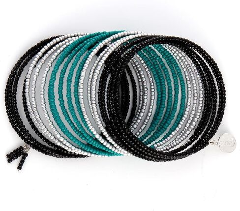 أساور من خرز بذور جوز الهند متعددة الطبقات قابلة للتمدد، أساور صغيرة مطرزة وقابلة للتكديس للنساء والفتيات in Kuwait