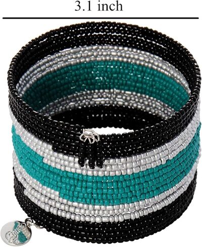 أساور من خرز بذور جوز الهند متعددة الطبقات قابلة للتمدد، أساور صغيرة مطرزة وقابلة للتكديس للنساء والفتيات in Kuwait