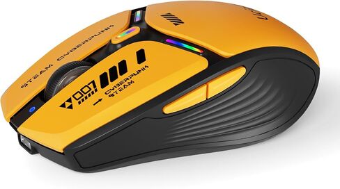 ماوس Uciefy V19 اللاسلكي، ماوس LED قابل لإعادة الشحن 2.4 جيجا هرتز مع مؤشر البطارية، فأرة كمبيوتر مغناطيسية مع مستقبل USB ومحول من النوع C لأجهزة الكمبيوتر المحمول/الكمبيوتر الشخصي/Mac/Chromebook-برتقالي in Kuwait