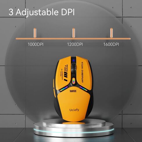 ماوس Uciefy V19 اللاسلكي، ماوس LED قابل لإعادة الشحن 2.4 جيجا هرتز مع مؤشر البطارية، فأرة كمبيوتر مغناطيسية مع مستقبل USB ومحول من النوع C لأجهزة الكمبيوتر المحمول/الكمبيوتر الشخصي/Mac/Chromebook-برتقالي in Kuwait