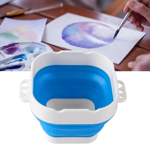 Paint Brush Washer,Collapsible Portable Silicone Paint Brush Washing Bucket Painting Brush Cleaning Water Cup Paint Brush Basin Cleaner for Acrylic Watercolor Painting (Blue) in Saudi Arabia