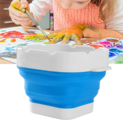 Paint Brush Washer,Collapsible Portable Silicone Paint Brush Washing Bucket Painting Brush Cleaning Water Cup Paint Brush Basin Cleaner for Acrylic Watercolor Painting (Blue) in Saudi Arabia
