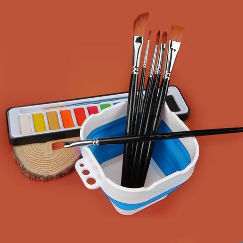 Paint Brush Washer,Collapsible Portable Silicone Paint Brush Washing Bucket Painting Brush Cleaning Water Cup Paint Brush Basin Cleaner for Acrylic Watercolor Painting (Blue) in Saudi Arabia
