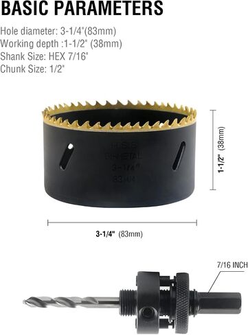BINOTA M42 Bi-Metal Hole Saw, 83mm-3-1/4", for Metal, Wood, Plywood, PVC, Gypsum, Composite, Stainless Steel Plate in Saudi Arabia