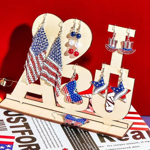 12 زوجًا من أقراط العلم الأمريكي أقراط الرابع من يوليو أقراط يوم الاستقلال الوطني الأحمر والأبيض والأزرق أقراط يوم العلم أقراط علم الولايات المتحدة الأمريكية نجمة الفراشة المتدلية أقراط متدلية من الرابع من يوليو هدية مجوهرات in Kuwait
