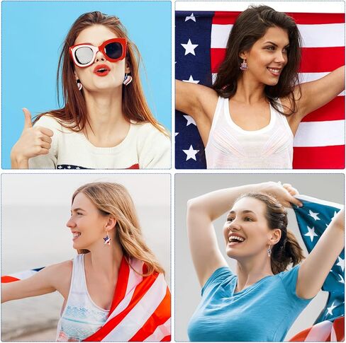 12 زوجًا من أقراط العلم الأمريكي أقراط الرابع من يوليو أقراط يوم الاستقلال الوطني الأحمر والأبيض والأزرق أقراط يوم العلم أقراط علم الولايات المتحدة الأمريكية نجمة الفراشة المتدلية أقراط متدلية من الرابع من يوليو هدية مجوهرات in Kuwait