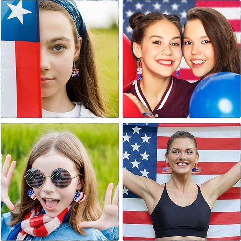 12 زوجًا من أقراط العلم الأمريكي أقراط الرابع من يوليو أقراط يوم الاستقلال الوطني الأحمر والأبيض والأزرق أقراط يوم العلم أقراط علم الولايات المتحدة الأمريكية نجمة الفراشة المتدلية أقراط متدلية من الرابع من يوليو هدية مجوهرات in Kuwait