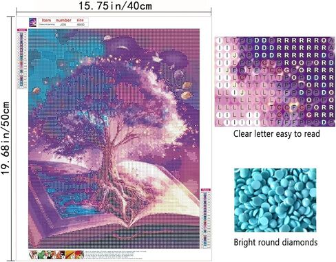 Rousp DIY 5D الماس مجموعات الطلاء للبالغين الماس الفن الأبيض شجرة الحياة الماس اللوحة الحفر الكامل كريستال حجر الراين التطريز الحرفية مجموعات لهدايا ديكور الحائط المنزل، 15.7 × 19.7 بوصة in Kuwait