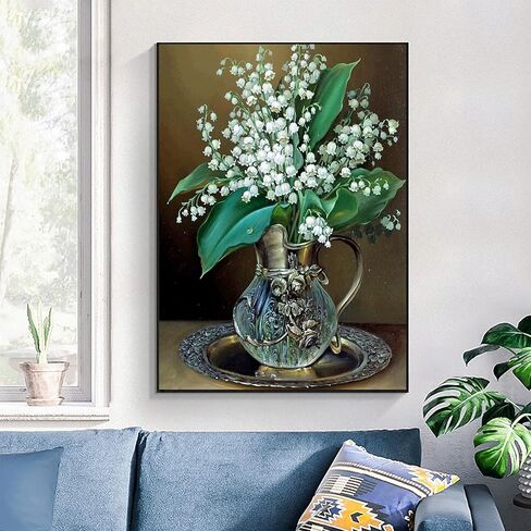 مجموعات الرسم الفني الماسي 3ABOY 5D للبالغين، مجموعات فنية ماسية للبالغين من الزهور، مجموعات فنية ماسية للبالغين من مجموعات الرسم حسب الأرقام، ديكور جداري فني للمنزل (11.8 × 15.7 بوصة) in Kuwait