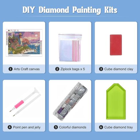 مجموعات الفن الماسي من NAIMOER للبالغين، حفر كامل DIY 5D الماسي الفني للمناظر الطبيعية الماسية على شاطئ البحر للمنزل الماسي للاسترخاء وديكور الحائط المنزلي 30 × 40 سم in Saudi Arabia