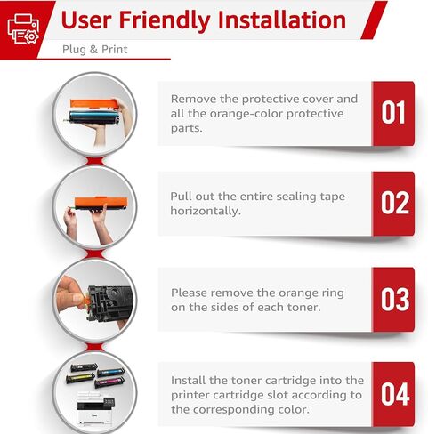 استبدال خراطيش الحبر المتوافقة مع GREENSKY لطابعة Canon CRG 045 045H Color ImageCLASS MF634Cdw MF634 634C MF632Cdw MF633Cdw MF632C MF632 LBP612Cdw LBP613Cdw LBP612C LBP612 طابعة ليزر (4 عبوات) in Kuwait