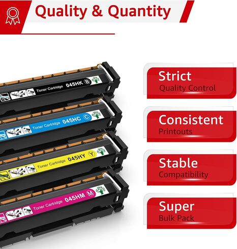 استبدال خراطيش الحبر المتوافقة مع GREENSKY لطابعة Canon CRG 045 045H Color ImageCLASS MF634Cdw MF634 634C MF632Cdw MF633Cdw MF632C MF632 LBP612Cdw LBP613Cdw LBP612C LBP612 طابعة ليزر (4 عبوات) in Kuwait