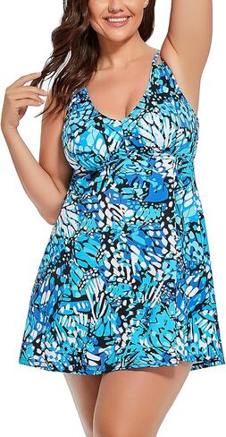 Women Plus Size Swim Dress Bathing Suits One Piece Swimsuits Tummy Control Swimwear(No Bottom) in Saudi Arabia