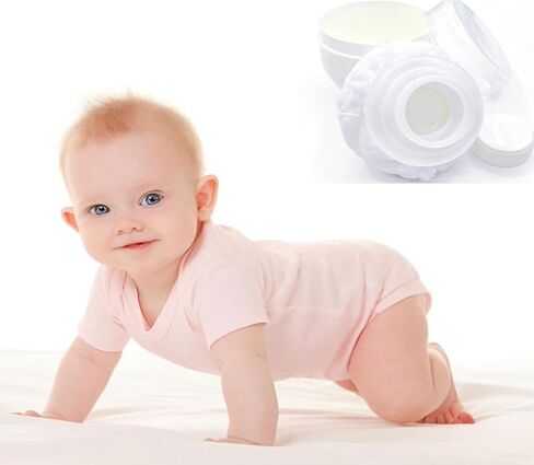 عبوتان من عبوات بودرة الجسم، علبة بودرة ما بعد الاستحمام، مجموعة منتفخة منتفخة للعناية بجسم الطفل مع صندوق بودرة بمقبض كبير، حاوية بودرة التلك لمستحضرات التجميل للسفر المنزلي. (أبيض) in Kuwait