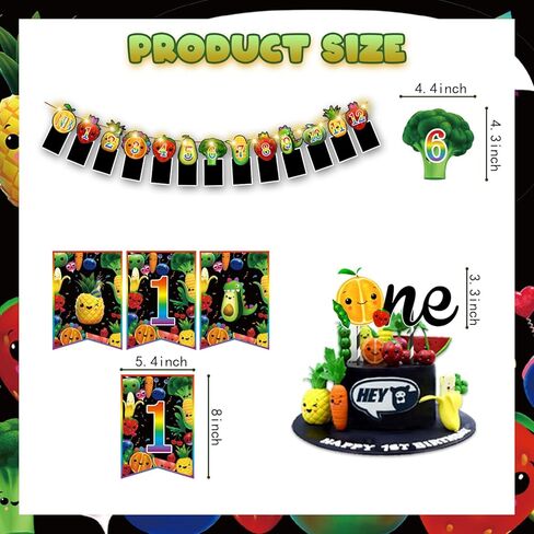Fruit 1st Birthday Decorations, Dancing Fruit 1st Birthday Decorations Banner Cupcake Topper Highchair Banner First Birthday Crown for Fruit Birthday Decorations for Boys Girls in Kuwait