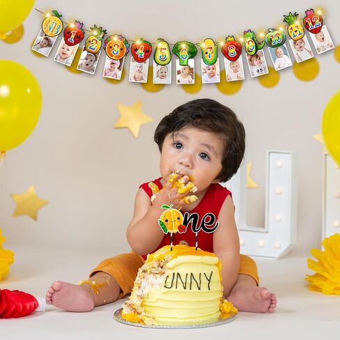 Fruit 1st Birthday Decorations, Dancing Fruit 1st Birthday Decorations Banner Cupcake Topper Highchair Banner First Birthday Crown for Fruit Birthday Decorations for Boys Girls in Kuwait