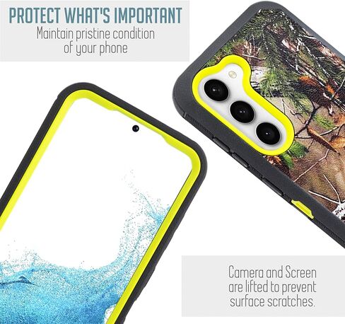 متوافق مع Customerfirst مع حافظة Samsung Galaxy S23 5G، مع حافظة بمشبك حزام شديدة التحمل ومضادة للصدمات لحماية الجسم بالكامل مع واقي شاشة مدمج (مموه) in Kuwait