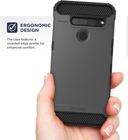 Encased LG V50 ThinQ Belt Clip Holster Case (2019 Scorpio Armor) Ultra Protective Tough Grip Cover with Holder - Gunmetal Grey in Saudi Arabia