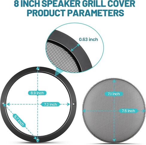 8 inch Metal Mesh Round Speaker Grill Cover, Universal Radio Speaker Grills Decorative for Car Speaker Mounting Home Audio DIY, Mesh Subwoofer Grill Horn Guard Protective Case W/ 8PCS Screws in Saudi Arabia