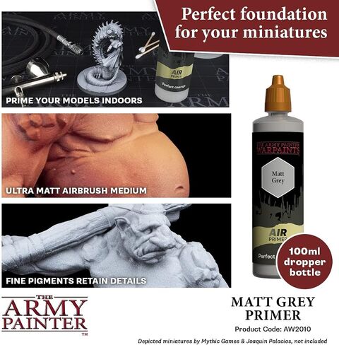 The Army Painter Warpaints Air Primer Matt Grey 18ml Acrylic Paint for Airbrush, Wargaming and Modelling in Saudi Arabia
