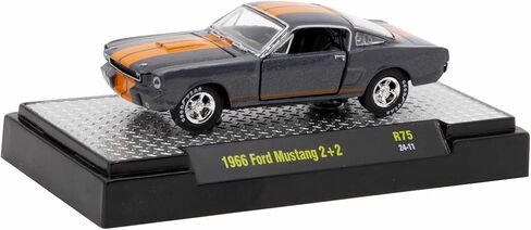 ماكينات M2 32600-75 1966 موستانج 2+2 رمادي مع خطوط برتقالية. مقياس 1/64 in Saudi Arabia