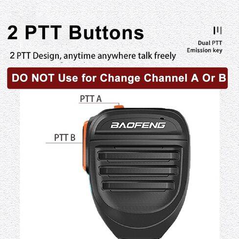 BAOFENG BF-F8HP Microphone Speaker Handheld Mic Waterproof Upgrade of Original BF Mic for GMRS Ham Radio 2Pin K Mic Compatible with UV-K5 UV-82 UV-S9 Plus UV-17R P15UV in Kuwait