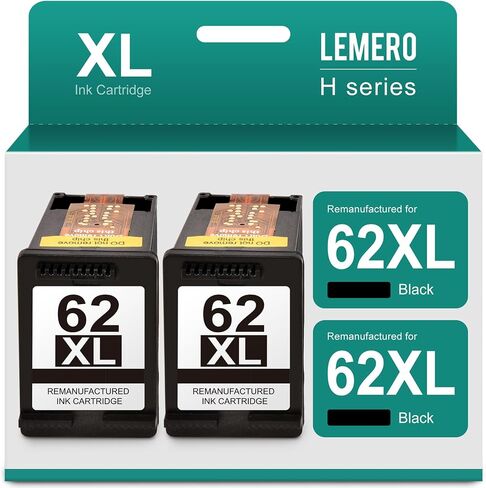 خراطيش حبر LEMERO 62XL بديلة لخراطيش الحبر السوداء المعاد تصنيعها لخراطيش الحبر HP 62XL السوداء لـ HP Envy 7640 7645 5660 5540 OfficeJet 200 250 OfficeJet 5740 8040 (حبر الطابعة 62 أسود) in Saudi Arabia