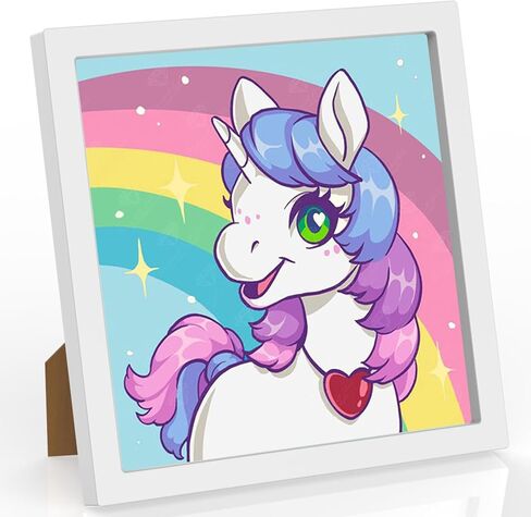 QENSPE Diamond Art Painting Kits for Kids with Frame,5D DIY Cartoon Painting Arts and Crafts for Kids Ages 4-8-12 and Beginners,Diamond Art for Gift Home Wall Decor 7x7inch in Saudi Arabia