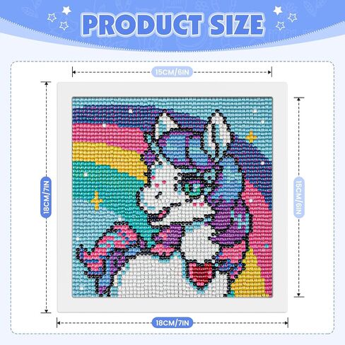 QENSPE Diamond Art Painting Kits for Kids with Frame,5D DIY Cartoon Painting Arts and Crafts for Kids Ages 4-8-12 and Beginners,Diamond Art for Gift Home Wall Decor 7x7inch in Saudi Arabia